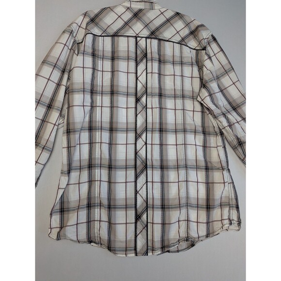 BKE Pearl Snap Button Shirt Mens XL Athletic Fit Black White Plaid Long Sleeve - Picture 10 of 16